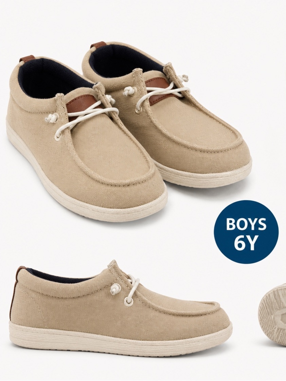 Old Navy Boys Beige Canvas Slip-On Sneakers size 6Y